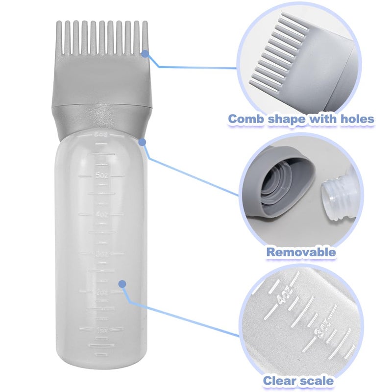 ELANE 4 Pack Hair Oiler Comb Bottle,Root Comb Applicator Bottle for Hair Oil Scalp Hair Oiling Applicator(Grey+Purple) - Image 3